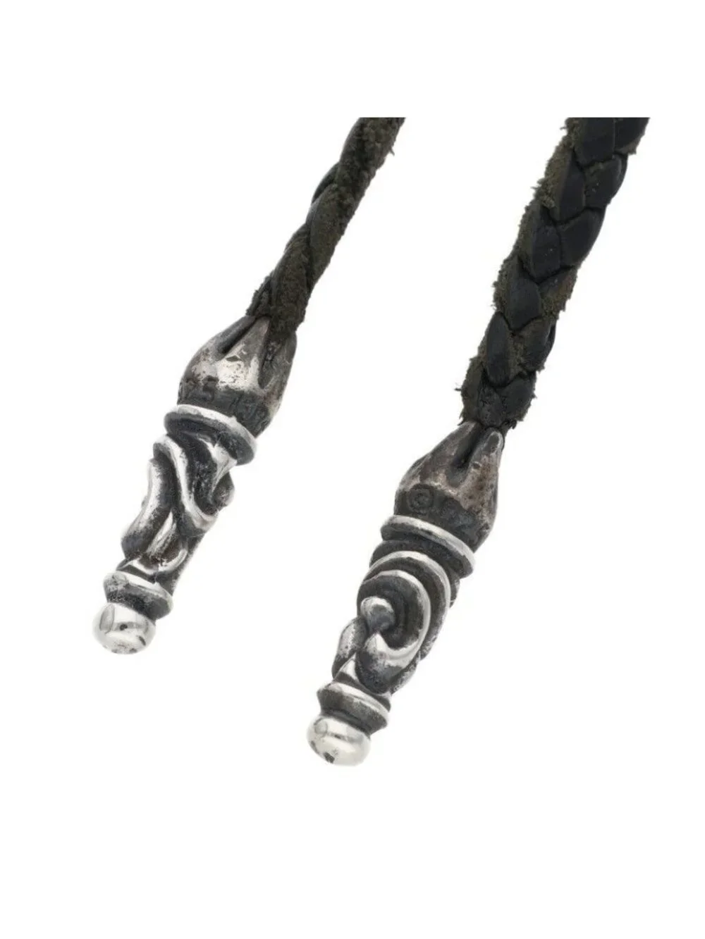 Chrome Hearts Celtic Cross XS Leather Braid Silver Necklace